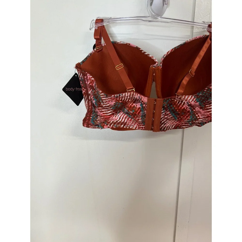 Body Frosting Lingerie Set 44D 3X Rust Pink Lace Longline Bra Boyshort BR-35247X
